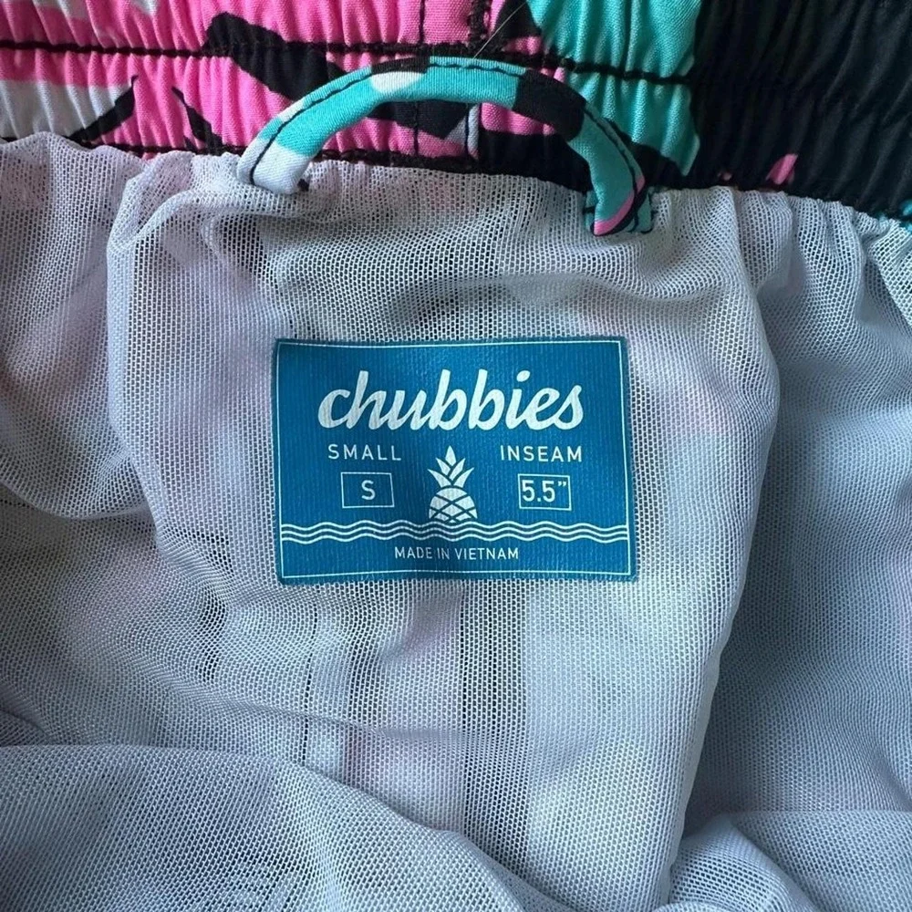 Chubbies 5.5 Inseam Tropical Floral Swim Trunks Shorts Small Blue Pink